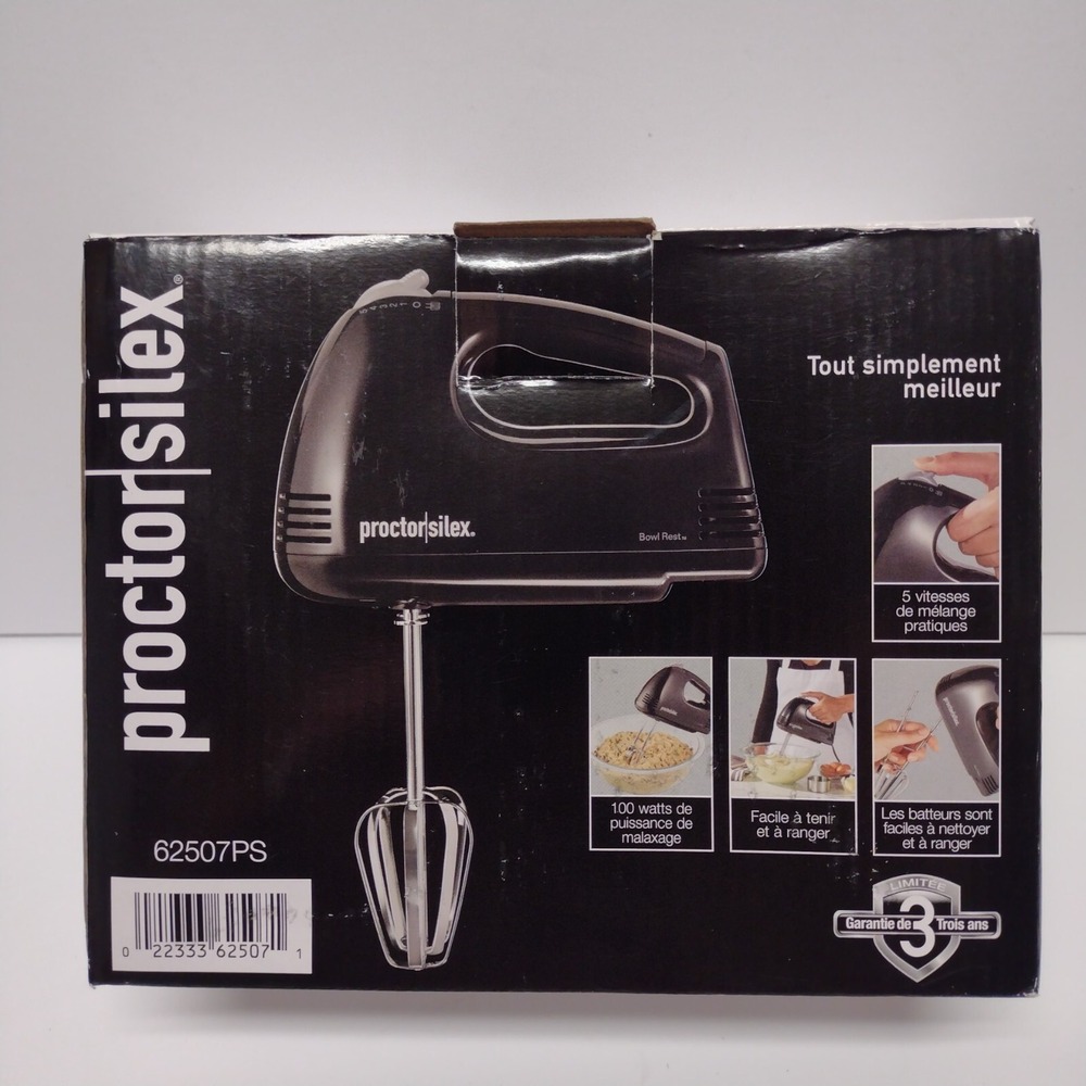 Proctor Silex 5 Speed Hand Mixer Black Bowl Rest 100W 62507PS New